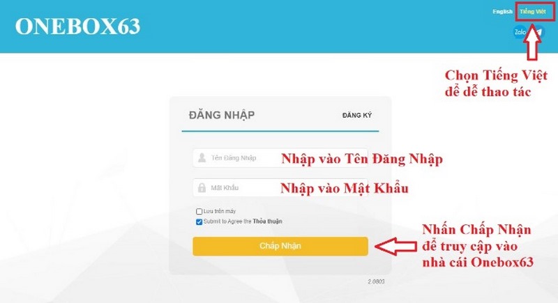 đăng nhập onebox63