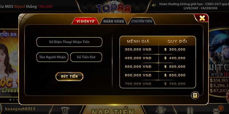 nạp tiền top88