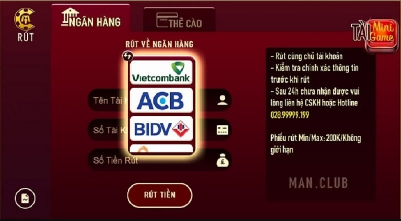 rút tiền manclub